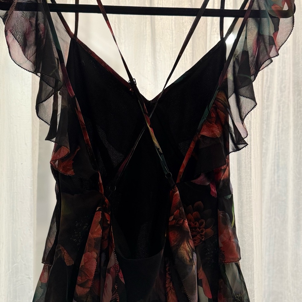 All Saints Black Floral Backless Dress